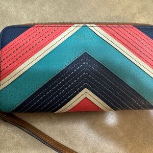 Relic Pink and Blue Chevron Wallet